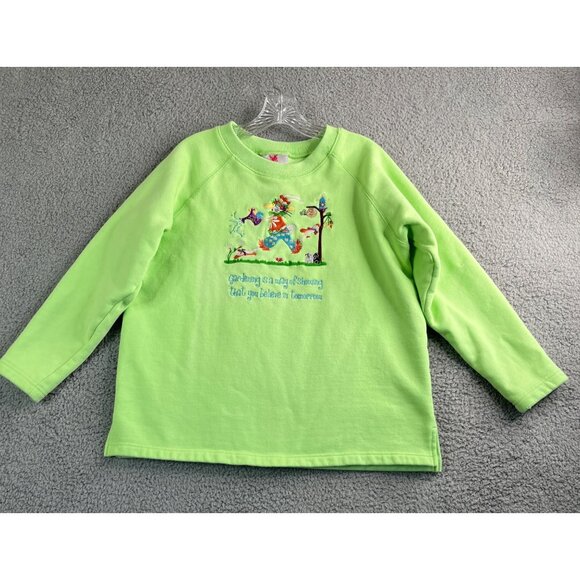 Quacker Factory Sweatshirt Womens Size M Green Gardening Embroidered Vintage - Picture 1 of 8